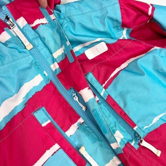 DC Exotex 5000 Ski Jacket Womens Medium Blue & Red Striped Lined Full Zip Hooded - Picture 6 of 12